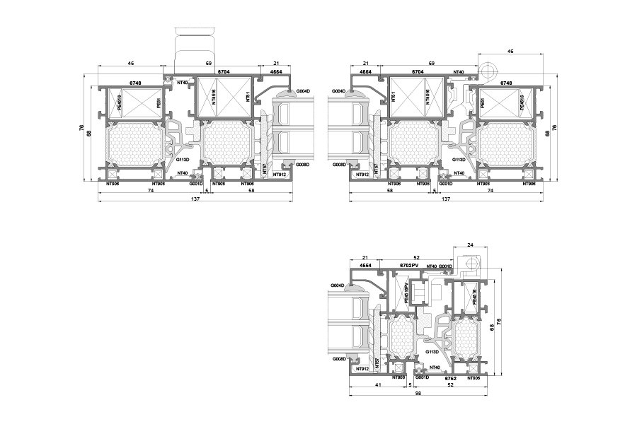 PONZIO PE 68 HI technický řez okno